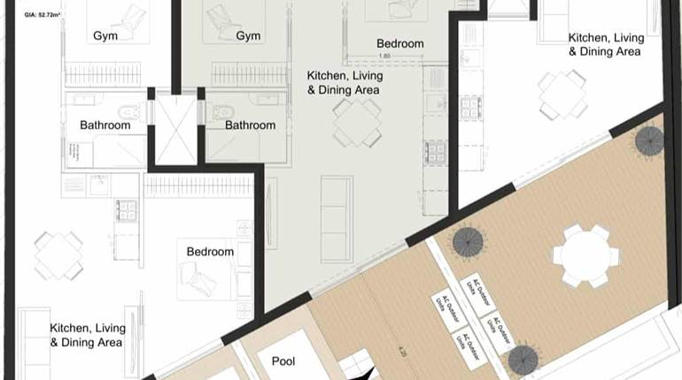 Paola - On Plan 3 Bedroom Apartment + Pool