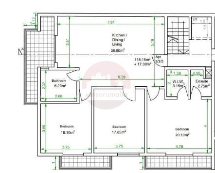 Mosta - 3 Bedroom 3rd Floor Finished Apartment On Plan 