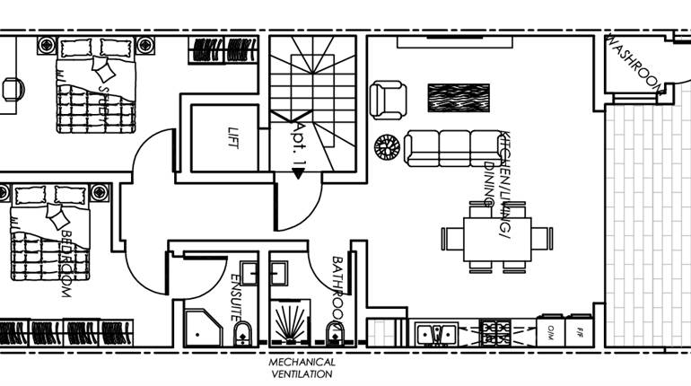 Ta' Xbiex - 1st Floor 2 Bedroom Finished Apartment + Yard 