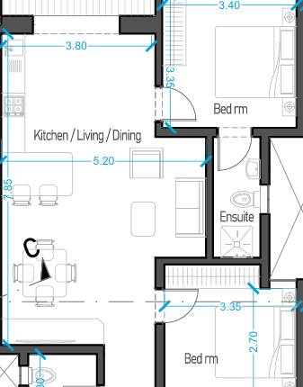 Fgura - 2 Bedroom First Floor Apartment On Plan