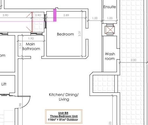 Paola - Larger than usual corner penthouse in shell form with 81sqm of outdoor space